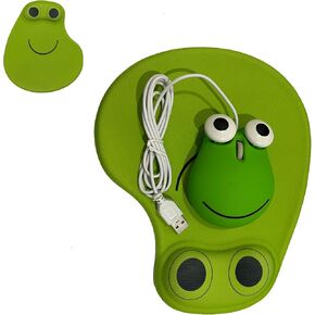 Cute Wired Frog Mouse, Mouse Pad for Kids, Wired Frog Computer Mouse, Wired Pad for Kid and Adult, Mini Cute Lovely Animal Frog Mouse for Laptop, Desktop Computer Children (Green)