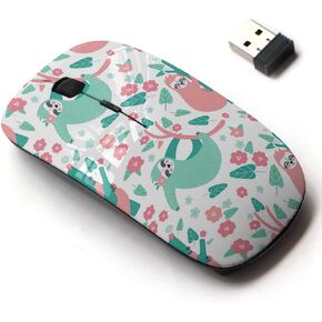 2.4G Wireless Mouse with Cute Pattern Design for All Laptops and Desktops with Nano Receiver - Tropical Funny Sloths