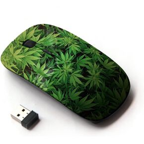 Marijuana Cannabis Weed Hemp Leaf Smoker Design Ergonomic Wireless Mouse with Nano Receiver