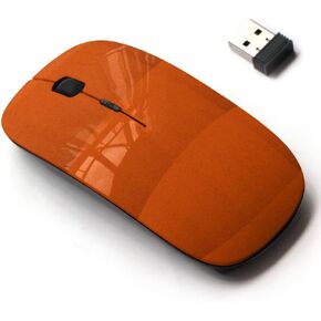 2.4G Wireless Mouse with Cute Pattern Design for All Laptops and Desktops with Nano Receiver - Orange Paper Texture