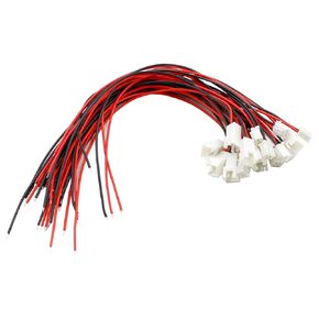 JST XH2.54 2Pin Micro Female and Male Connection Plug with Red Black Terminal Connector Wire Cable 200mm - (10 Pairs)