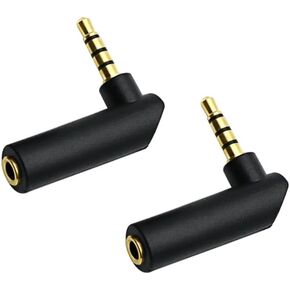 محول صوت 3.5 ملم 90 درجة، محول الزاوية اليمنى ذكر إلى أنثى محول مقبس ستيريو مطلي بالذهب (عبوة من قطعتين) in Kuwait
