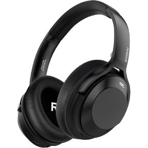 RORSOU A6 Hybrid Active Noise Cancelling Headphones with Transparent Modes, Wireless Over Ear Bluetooth Headphones with Mic, HiFi Stereo Headset with Low Latency, Memory Foam Ear Cups, Black
