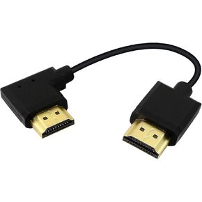 PNGKNYOCN 15CM HDMI Male to Male Short Cable, 90 Degree Leftward Angle High Speed HDMI 2.0 Adapter Connector Cable Support 4k@60HZ, for Raspberry Pi, Tablet, Camera Etc(L)
