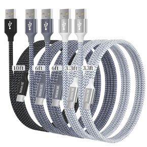 Armor Braided USB to USB C Cable, [5Pack 3.3/3.3/6/6/10ft], USB A to Type C Charger Cord Fast Charging for Samsung Galaxy S24 S23 S22 S21 S20 S10 S9 S8, Note 10 9 8, A11 A20 A50 A51 A71 A80