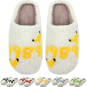 sharllen 1989 Taylors Slippers for Women Men Taylor's Version Slippers,Warm Plush Bedroom Slippers,Foam Slip on House Slippers,Indoor Outdoor Comfortable Soft Fuzzy Slippers