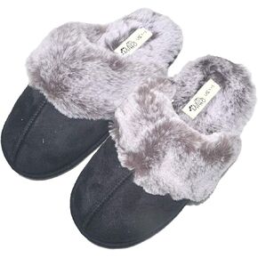 Millffy Women's Comfy Faux Fur Lining Clog Scuff House Shoes Memory Foam Slip on Anti-skid Sole
