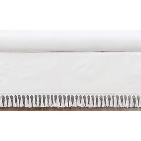 Sweet Jojo Designs White Boho Bohemian Girl Baby Nursery Crib Bed Skirt Dust Ruffle - Solid Color Shabby Chic Princess Luxurious Luxury Elegant Vintage Designer Boutique Victorian Cotton Fringe Tassel
