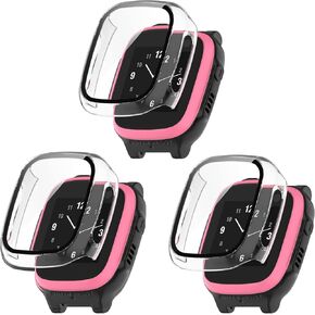 FitTurn Hard PC Case with Tempered Glass Screen Protector Compatible with Xplora X5 Play for Kids Full Cover Bumper Accessories for Xplora X5 Kids Smartwatch (Black*3)