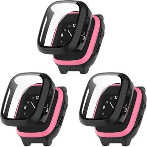 حافظة FitTurn صلبة من البولي كربونات مع واقي شاشة من الزجاج المقوى متوافق مع Xplora X5 Play للأطفال وغطاء كامل لملحقات الساعة الذكية Xplora X5 Kids (شفاف*3)