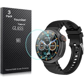 3 Pack Compatible with MISIRUN GT88 1.52 inch Smartwatch Screen Protector Tempered Glass for DaFit GT88 1.52'' Smart Watch Screen Protectors Foils Glass Anti-Scratch