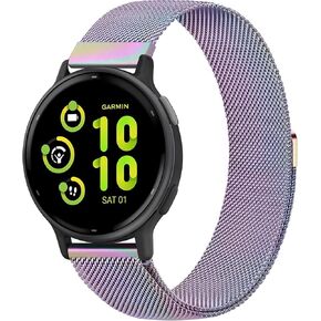 AK Metal Band Compatible with Garmin Vivoactive 5 / Vivoactive 3 / Venu 2 Plus / Venu Sq / Venu Watch Bands Women Men, Stainless Steel Mesh Loop Magnetic Replacement Bracelet Strap for Garmin Vivoactive 5, Vivoactive 3 Music, Venu 2 Plus, Vivomove Sport, 