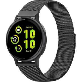 AK Metal Band Compatible with Garmin Vivoactive 5 / Vivoactive 3 / Venu 2 Plus / Venu Sq / Venu Watch Bands Women Men, Stainless Steel Mesh Loop Magnetic Replacement Bracelet Strap for Garmin Vivoactive 5, Vivoactive 3 Music, Venu 2 Plus, Vivomove Sport, 