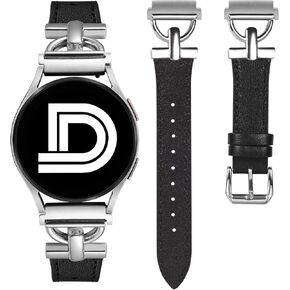 Wearlizer Leather Band Compatible with Samsung Galaxy Watch 6/5/4 Active 2 40mm 44mm/Watch 6 Classic 43mm 47mm/Watch 5 Pro 45mm/Watch 4 Classic 42mm 46mm/Watch 3 41mm, D-Shape Buckle 20mm Watch Band