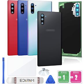Back Cover Glass for Samsung Galaxy Note 10 SM-N970 Rear Housing Replacement with Camera Lens + Repair Tool Kit Genuine Rear Glass (Black)