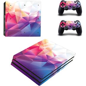 Full Body Protective Vinyl Skin Decal For PS4 Pro Console and 2PCS PS4 Pro Controller skins Stickers Colored Triangles