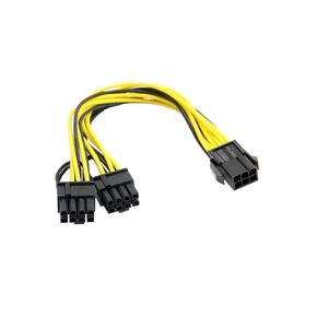 BitcoinMerch.com - VGA Cable Extender Splitter, Female 6pin to Dual Male 8-pin (6+2) 7" Inch for Graphics Cards