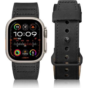 Maledan Leather Bands Compatible with Apple Watch Ultra 2 & Ultra Band 49mm 45mm 44mm 42mm Men Women, Top Grain Vintage Genuine Leather Replacement Strap Band for Ultra SE iWatch Series 9 8 7 6 5 4 3