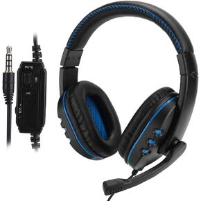 Gaming headsets, 3.5mm Stereo Sound Head-Mounted Computer Gaming Headphone Headset with Noise-Cancellation Microphone Over Ear Gaming Headphones for (Blue)