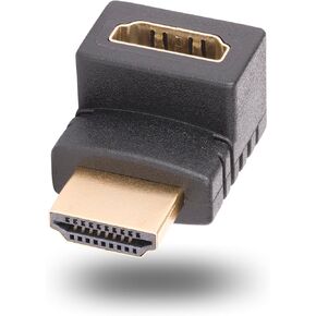 StarTech.com Down Angle HDMI 2.0 Adapter, Male to Female, Vertical 90-Degree Angled HDMI Port Saver/Extension, 4K 60Hz