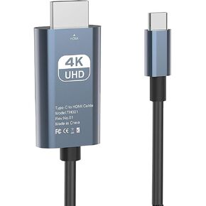 USB C to HDMI Cable 6.6ft 4K@30Hz USB Type-C to HDMI Adapter Thunderbolt 3/4 HDMI Adapter for Laptop MacBook Pro/Air, Galaxy/Monitor, iPhone15 Pro max, Dell XPS, Surface, Ipad Pro