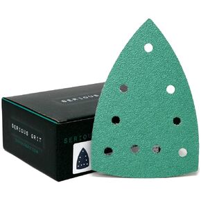 120 Grit 4" x 6" Delta (100mm x 150mm) Triangle Sanding Sheets - Fits Festool DTS 400 & Mirka DEOS Delta Sanders - Heavy-Duty Hook & Loop Film Sandpaper for Detail Sanders - 50 Pack Box
