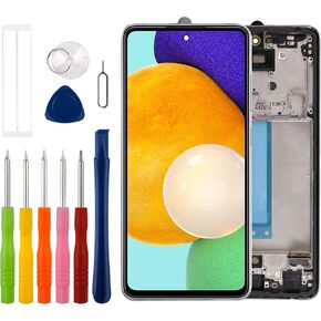 [Supports Fingerprints] [with Frame] Duotipa New OLED LCD Display Touch Screen Digitizer Assembly Replacement for Samsung Galaxy A52 5G with Technical Repair Tools Kit-Black.