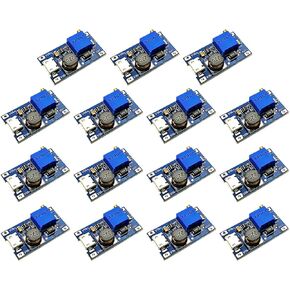 Voltage Step Up Converter, 15PCS 2V-24V to 5V-28V 2A DC DC Boost MT3608 DC-DC Adjustable Boost Power 100W High Power Output 3.5-35V Power Regulator Board with LED Digital Voltage Meter