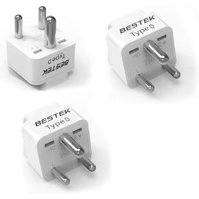 BESTEK الهند، نيبال، بنغلاديش قابس محول السفر، محول السفر المؤرض للقابس الهندي، مثالي للهواتف وشواحن الكمبيوتر المحمول in Kuwait