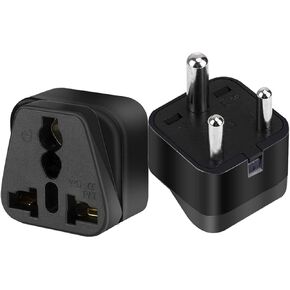 (2pack) South Africa to AUS/USA/UK 3 Holes Socket Convert Plug, South Africa Plug Travel Convert Adapter,3 pin Round Feet,Europe, The United Kingdom, Australia, Hong Kong (Black)