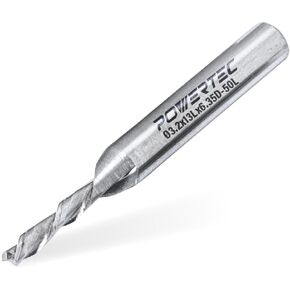 POWERTEC Down Cut 1/8" Spiral Router Bit w/ 1/4" Shank Carbide Router Bit, 1/2" Cutting Length & 2" Long. Fits CNC Router, Handheld Router, Router Table & Plunge Router for Router Bushing. 1PK(73040)