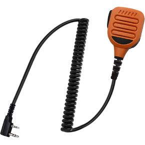 Waterproof Radio Speaker Mic Walkie Talkie Shoulder Handheld Microphone with PTT for UV-5R AR-152 BF-888S BF-F8HP UV-82 UV-82HP Orange (K1 Plug-01)