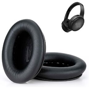 Replacement Ear Pads Cushions for Bose QuietComfort (QC) 45 35 35ii Noise Canceling Headphones, Ear-Muff Ear-Cup with Soft Leather and Comfort Memory Foam, Added Thickness (Mist White)