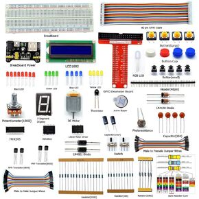 Adeept Starter Kit Compatible with Raspberry Pi 4 3, 2 Model B B+ LCD1602 Servo Motor C and Python Code, Beginner Starter Kit with User Manual Guidebook