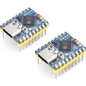Waveshare 2PCS ESP32-S3 Mini Development Board with Pre-Soldered Header, Based on ESP32-S3FH4R2 Processor, 240MHz Running Frequency, Support 2.4GHz Wi-Fi & Bluetooth 5, Onboard 4MB Flash Memory