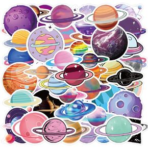 60PCS Planet Stickers for Kids Space Stickers Galaxy Stickers Gifts for Teens Adults, Eikecy Cute Vinyl Waterproof Outer Space Stickers for Laptop Water Bottles Phone