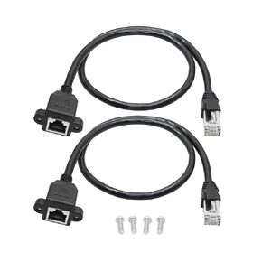 2 قطعة كابل تمديد إيثرنت Cat6 1FT، RJ45 ذكر إلى أنثى لوحة إيثرنت مع كابل محمي تمديد لولبي، التوافق Cat5e، Cat5، للكمبيوتر الشخصي، الكمبيوتر المحمول، جهاز التوجيه، التلفزيون الذكي، محول الشبكة إلخ