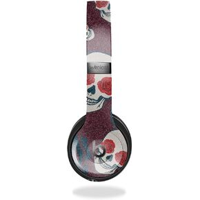 Glossy Glitter Headphone Skin Compatible with Beats Solo 4 - Skulls N Roses - Premium 3M Vinyl Protective Wrap Decal Cover - Easy to Apply | Crafted in The USA by MightySkins