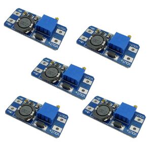 MT3608 DC-DC Step Up Boost Power Converter Adjustable 2A Module Step Up Voltage Regulator Board Input 2-24V to Output 5V-28V (Pack of 5)