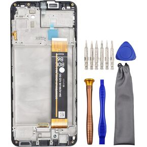 Complete Screen LCD Digitizer Touch Assembly Replacement for Samsung Galaxy A23 5G SM-A236U SM-A236B with Tool Kit and Screen Frame Installed Black 6.6"