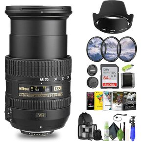 Nikon AF-S DX NIKKOR 16-85mm f/3.5-5.6G ED VR Lens (2178) + 64GB Memory Card + Filter Kit + BackPack + Card Reader + Corel Photo Software + Flex Tripod + Cap Keeper + Cleaning Kit (Renewed)