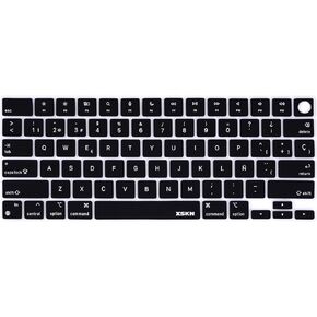 XSKN Spanish Language Black US Layout Keyboard Skin Cover for Apple M1 M2 M3 Chip MacBook Air 13.6" 15.3" with Touch ID for MacBook Pro 14.2" 16.2" with Touch ID
