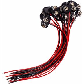9 Volt Battery Connectors,6 Pcs I-Type 9v Battery Connector Buckle Connector Hard Plastic Shell,9 Volt Battery Connectors with Wires 5.9in