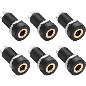PNGKNYOCN 6Pcs 3.5MM Solder Panel Mount Jack Connector，3.5mm 4 Pole Stereo Audio Video Panel Mount Jack Solder Connector with Nuts