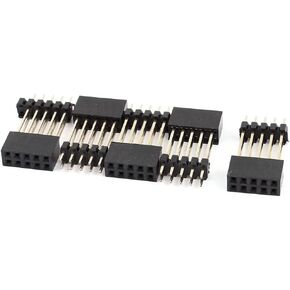 uxcell 5 Pcs 2mm Pitch 2x5 Pin Female Dual Row Gold Straight Header Strip