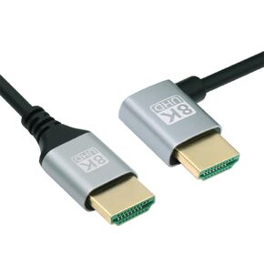 NFHK HDMI 2.1 Ultra Thin HDTV Cable 8K 4K Hyper Super Flexible Slim Cord Left Angled 90 Degree Type-A Male to Male for Computer HDTV 100CM