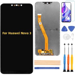 for Huawei Nova 3 PAR-LX1 PAR-LX9 PAR-TL20 6.3inch LCD Display Touch Digitizer Assembly Screen Replacement,with Screen Protector+Repair Tools
