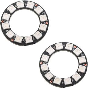 12 Bits WS2812 5050SMD RGB LED Ring Full Color LED Lamp Individually Addressable Colorful LED Light for Arduino Raspberry Pi Project (Pack of 2)
