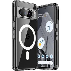 JETech Magnetic Case for Google Pixel 8 Pro 6.7-Inch 2023, Compatible with MagSafe Accessories, Shockproof Protective Phone Cover, Non-Yellowing Hard Clear PC Back (Clear)
