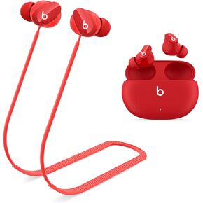 WOFRO Anti-Lost Strap for Beats Studio Buds, Sports Anti-Slip Soft Silicone Lanyard Accessories Compatible with Beats Studio Buds Bluetooth Headphones Neck Rope Cord (Red)